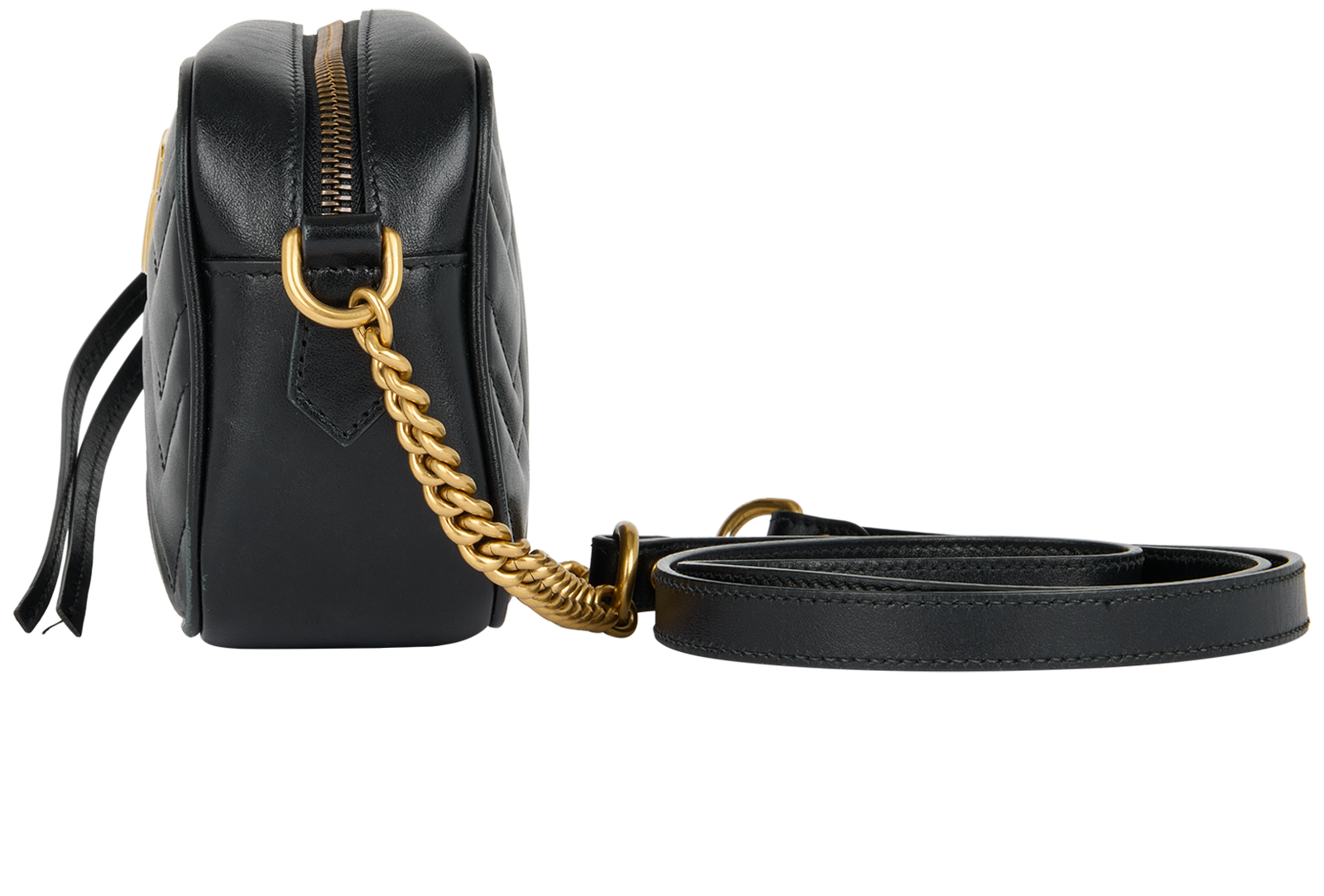 GG Marmont Mini Shoulder Bag, &pound;550, Handbags, Black, Leather, Bottom view